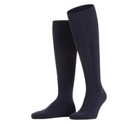 FALKE Herren Lhasa Rib M KH Wolle Kaschmir lang einfarbig 1 Paar Kniestrümpfe, Blau (Dark Navy 6375) neu-umweltfreundlich, 39-42