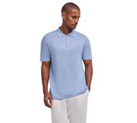 FALKE Herren Polohemd Finest M Pl Seide Leinen kühlend lässig Kurzarm 1 Stück, Blau Ciel 6294, M
