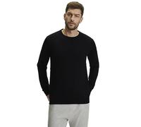 FALKE Herren Pullover Basic Crew Neck Cotton M L/s Sh Baumwolle elegant klassisch Business Freizeit mit Rundhalsausschnitt 1 Stück, Schwarz Black 3000, L