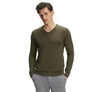 FALKE Herren Pullover Basic New Merino V-Neck M Pu Wolle elegant klassisch für Business und Freizeit mit V-Ausschnitt 1 Stück, Grün Wood Melange 7358, S