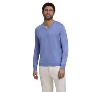 FALKE Herren Pullover Basic New Merino V-Neck M Pu Wolle elegant klassisch für Business und Freizeit mit V-Ausschnitt 1 Stück, Blau Azur Melange 6857, 3XL