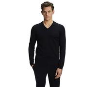 FALKE Herren Pullover Basic New Merino V-Neck M Pu Wolle elegant klassisch für Business und Freizeit mit V-Ausschnitt 1 Stück, Blau Night Sky 6437, L