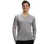 FALKE Herren Pullover Basic New Merino V-Neck M Pu Wolle elegant klassisch für Business und Freizeit mit V-Ausschnitt 1 Stück, Grau Light Grey 3400, XL