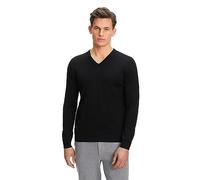 FALKE Herren Pullover Basic New Merino V-Neck M Pu Wolle elegant klassisch für Business und Freizeit mit V-Ausschnitt 1 Stück, Schwarz Black 3000, 4XL