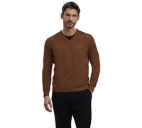 FALKE Herren Pullover Basic New Merino V-Neck M Pu Wolle elegant klassisch für Business und Freizeit mit V-Ausschnitt 1 Stück, Braun Brown 5100, M