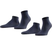 FALKE Herren Sneakersocken Happy Double Pack M Sn Baumwolle kurz einfarbig 2 Paar, Blau Dark Navy 6375, 39-42