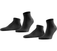 Falke Herren Sneakersocken Happy – Doppelpack, Baumwolle, kurz, Schwarz, Gr. 39-42