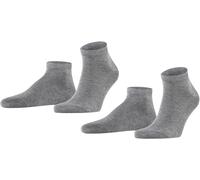 FALKE Herren Sneakersocken Happy Double Pack M Sn Baumwolle kurz einfarbig 2 Paar, Grau Light Grey Melange 3390, 39-42