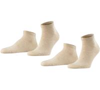 FALKE Herren Sneakersocken Happy Double Pack M Sn Baumwolle kurz einfarbig 2 Paar, Beige Sand Melange 4650, 43-46