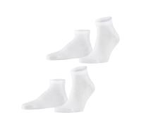 FALKE Herren Sneakersocken Happy Double Pack M Sn Baumwolle kurz einfarbig 2 Paar, Weiß White 2000, 39-42