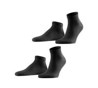 Falke Herren Sneakersocken Happy – 2er-Pack, Baumwolle kurz einfarbig, Schwarz, 43-46