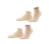 FALKE Herren Sneakersocken Happy Double Pack M Sn Baumwolle kurz einfarbig 2 Paar, Beige Sand Melange 4650, 39-42