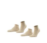 FALKE Herren Sneakersocken Happy Double Pack M Sn Baumwolle kurz einfarbig 2 Paar, Beige Sand Melange 4650, 43-46