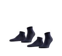 FALKE Herren Sneakersocken Happy Double Pack M Sn Baumwolle kurz einfarbig 2 Paar, Blau Dark Navy 6375, 39-42