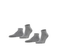 FALKE Herren Sneakersocken Happy Double Pack M Sn Baumwolle kurz einfarbig 2 Paar, Grau Light Grey Melange 3390, 43-46