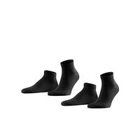 FALKE Herren Sneakersocken Happy Double Pack M Sn Baumwolle kurz einfarbig 2 Paar, Schwarz Black 3000, 39-42