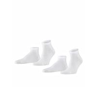 FALKE Herren Sneakersocken Happy Double Pack M Sn Baumwolle kurz einfarbig 2 Paar, Weiß White 2000, 39-42