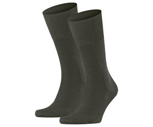 FALKE Herren Socken 2er Pack - Airport, Kurzstrumpf, Freizeit- und Business-Socken, Unifarben Grün mel. 43-44