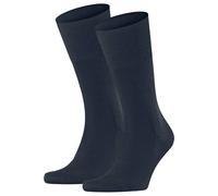FALKE Herren Socken 2er Pack - Airport, Kurzstrumpf, Freizeit- und Business-Socken, Unifarben Space Blue 43-44