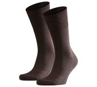 FALKE Herren Socken 2er Pack - Airport Plus, Kurzstrumpf, Freizeit- und Business-Socken, Unifarben Braun 45-46