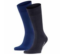 FALKE Herren Socken 2er Pack - Cool 24/7, Businessstrumpf, Kurzstrumpf, Uni #1 Blau/Dunkelblau 45-46