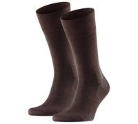 FALKE Herren Socken 2er Pack - Sensitiv Berlin, Kurzstrumpf, Komfortbund, Uni Braun 43-46