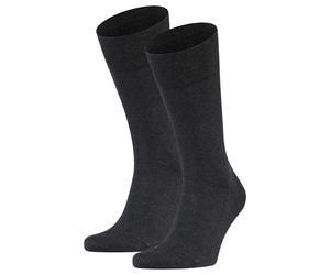 FALKE Herren Socken 2er Pack - Sensitive London, Strümpfe, Uni, Baumwollmischung Anthrazit 39-42