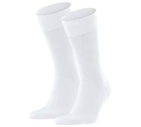 FALKE Herren Socken 2er Pack - Sensitive London, Strümpfe, Uni, Baumwollmischung Weiß 43-46