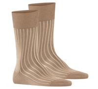 FALKE Herren Socken 2er Pack - Shadow, Strümpfe, Baumwolle, Logo, lang, einfarbig Braun/Beige 45-46