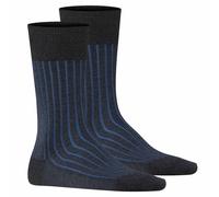 FALKE Herren Socken 2er Pack - Shadow, Strümpfe, Baumwolle, Logo, lang, einfarbig Grau/Blau 43-44