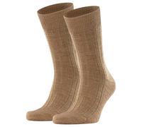 FALKE Herren Socken 2er Pack - Teppich im Schuh, Merinowolle, Unifarben Braun 41-42
