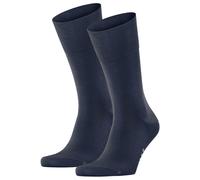 FALKE Herren Socken 2er Pack - Tiago, Strümpfe, Baumwolle, Logo, lang, einfarbig Blau 41-42