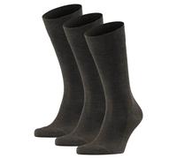 FALKE Herren Socken - 3er Pack Family SO, Allrounder Strümpfe, Uni, Baumwollmischung Dunkelbraun 47-50