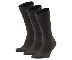 FALKE Herren Socken - 3er Pack Family SO, Allrounder Strümpfe, Uni, Baumwollmischung Dunkelbraun 47-50