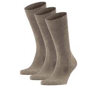FALKE Herren Socken - 3er Pack Family SO, Allrounder Strümpfe, Uni, Baumwollmischung Nuss Melange 39-42