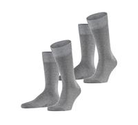 FALKE Socken Happy – 2 Paar, Baumwolle einfarbig, Grau Light Grey Melange, 43-46