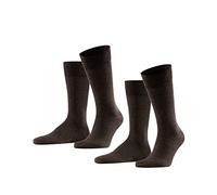 FALKE Herren Socken Happy Double Pack M So Baumwolle einfarbig 2 Paar, Braun Dark Brown 5450, 43-46