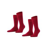 FALKE Herren Socken Happy Double Pack M So Baumwolle einfarbig 2 Paar, Rot Scarlet 8228, 43-46