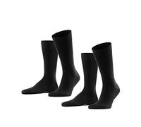 FALKE Herren Socken Happy Double Pack M So Baumwolle einfarbig 2 Paar, Schwarz Black 3000, 39-42