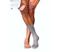 FALKE Herren Socken No. 9 M So Pure Fil d´Écosse Baumwolle einfarbig 1 Paar, Grau Light Grey Melange 3390, 39-40