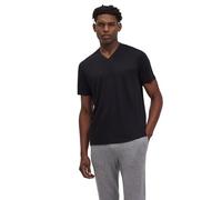 FALKE Herren T-Shirt Basic Soft Lyocell/Cotton V-Neck Tee M S/s Sh Lyocell Baumwolle weich Kurzarm bequem sehr leicht 1 Stück, Schwarz Black 3000, L