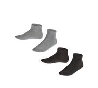 FALKE Unisex Kinder Sneakersocken Happy Double Pack K Sn Baumwolle kurz einfarbig 2 Paar, Mehrfarbig Black Grey 0050, 35-38