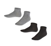 FALKE Kinder Sneakersocken, 2er Pack - Happy, Kurzsocken, einfarbig Schwarz/Grau 27-30