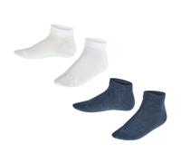 FALKE Kinder Sneakersocken, 2er Pack - Happy, Kurzsocken, einfarbig Weiß/Blau 23-26