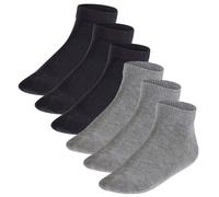 FALKE Kinder Sneakersocken, 6er Pack - Happy, Kurzsocken, einfarbig Schwarz/Grau 23-26
