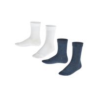 FALKE Kinder Socken, 2er Pack - Happy, Kurzsocken Weiß/Blau 35-38