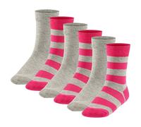 FALKE Kinder Socken, 6er Pack - Happy Stripe, Kurzsocken, gestreift Grau/Pink 23-26