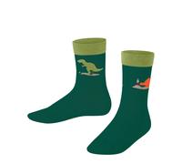 FALKE Unisex Kinder Socken Dinosaurs K So Baumwolle gemustert 1 Paar, Grün Emerald 7950, 35-38