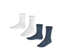 FALKE Kinder Socken, 2er Pack - Happy, Kurzsocken Weiß/Blau 27-30