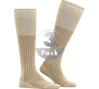 Falke Kniestrümpfe Herren Baumwolle beige gestreift, 39-40